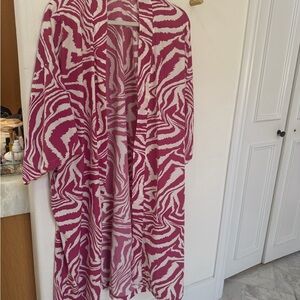Pink and White Zebra Print Kimono